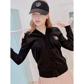 SHOULDER SLIT RIBBON CARDIGAN_Black