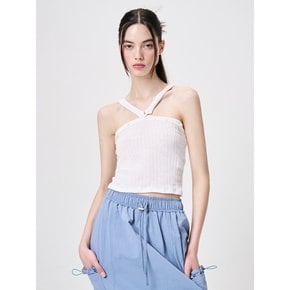 Strap Button Tube Top, White