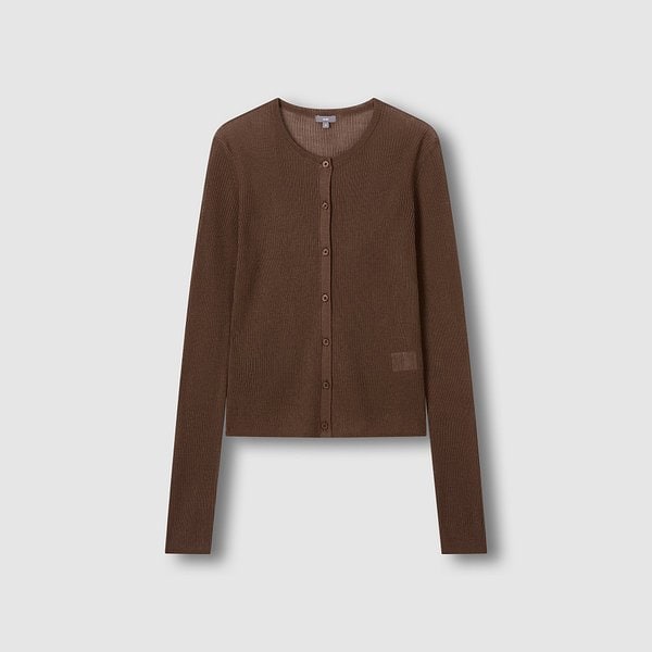 여 시어 립 슬림핏 긴팔 가디건 J116204008071