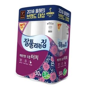 롤화장지 잘풀리는집 터치 3겹 롤 화장지 30롤 두루마리 휴지