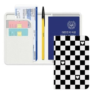  안티스키밍 여권 케이스 해킹방지 전자 RFID 차단 지갑 신여권 가죽 커버 체커보드 미키 디자인