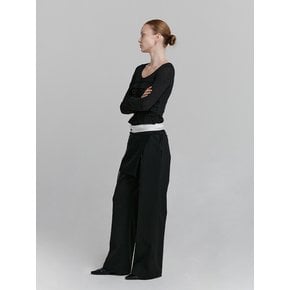 BASIC WOOL SLACKS [BLACK]