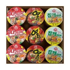 오뚜기 선물) 오뚜기 진라면 매운맛 소컵 3입+오뚜기 열라면 소컵 3입+오뚜기 참깨라면 소컵 3입