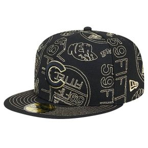 [해외] 1056759 뉴에라 모자 MLB [시카고 컵스] 59FIFTY Day Allover Fitted Hat - Black