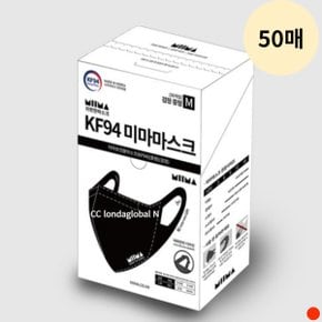 미마마스크 KF94 새부리형 마스크 검정 중형 50매