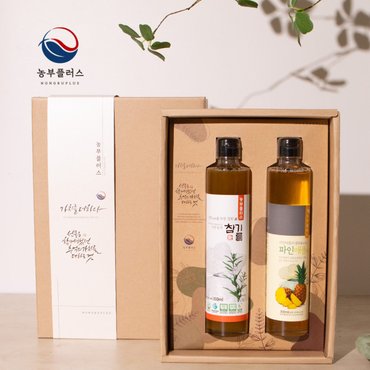 경북고향장터 사이소 국산 저온착유 참기름 파인애플식초 300ml 2병 선물세트 [ 농부플러스 ]