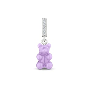 NOSTALGIA BEAR-LAVENDER-PAVE CONNECTOR SILVER 노스텔지아 베어 파베 라벤더 실버 펜던트 참