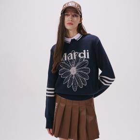 [마르디메르크디악티프]  MARDI FLOWER KNIT PULLOVER_NAVY IVORY/ AFK33KPO003NVIV