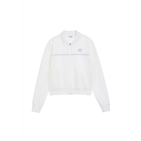 스마일하트 레이스 카라 집업 화이트(스카이블루)
