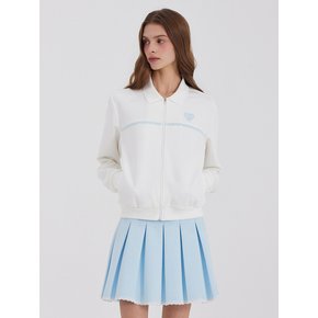 스마일하트 레이스 카라 집업 화이트(스카이블루)