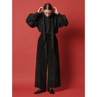 MAISON DE INES CORDUROY WIDE TROUSERS_BLACK