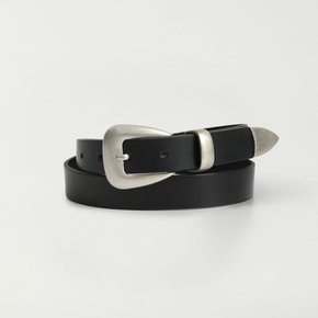 25mm Italy Western Leather Belt (Silver)