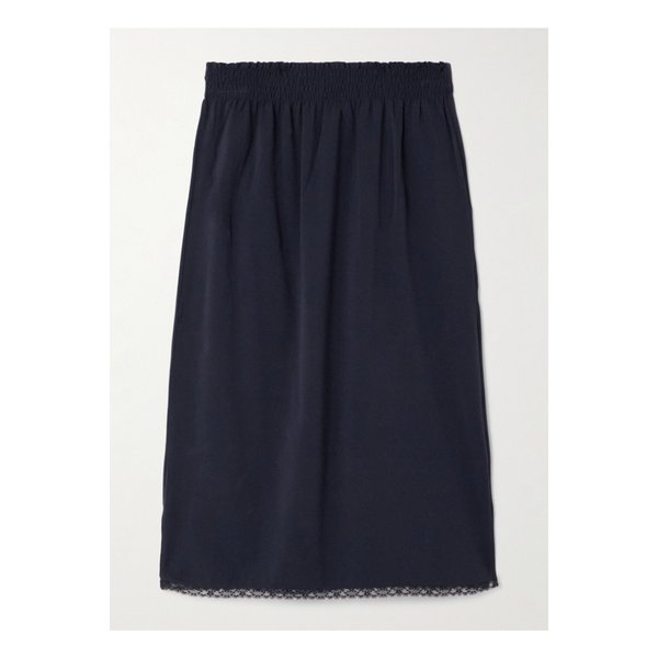 레이스 트리밍 스트레치 저지 미디 스커트 네이비 1647597359352071