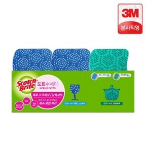 3M 도트수세미 12입 혼합팩(제로스크래치 블루 8입+강력 녹색 4입) / 스카치브라이트