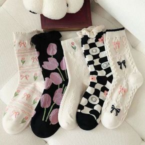 패턴 프릴 중목양말 5color LM 0648_P397189193