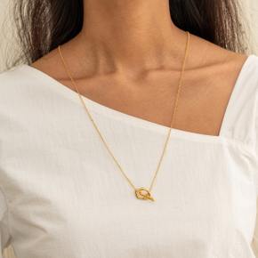 [Abstract] Organic Curved Motive Long Chain Necklace