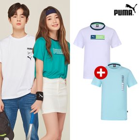 [PUMA] NEW 푸마키즈 주니어 반팔티셔츠 1+1 (화이트+그린) A