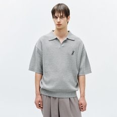 부클 오픈 카라 니트 그레이 ZH3KT308GY