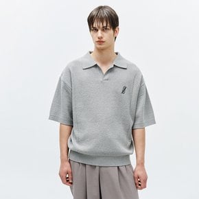부클 오픈 카라 니트 그레이 ZH3KT308GY