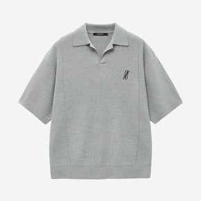 부클 오픈 카라 니트 그레이 ZH3KT308GY