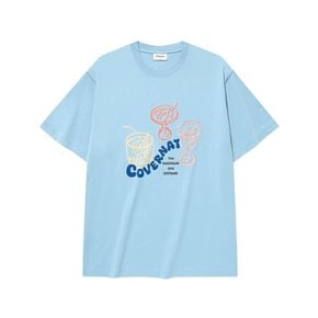 쿨 코튼 키치 칵테일 그래픽 티셔츠 블루 CO2502ST20BL