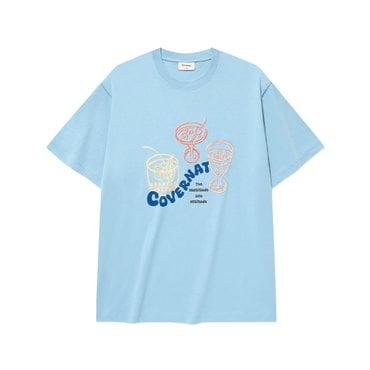 커버낫 쿨 코튼 키치 칵테일 그래픽 티셔츠 블루 CO2502ST20BL