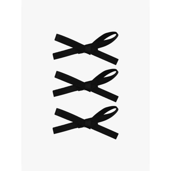 [3EA 1SET] RIBBON BUNDLE HAIRPIN SET_BLACK