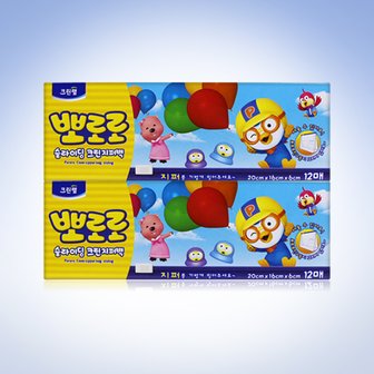 너만아는잡화점 크린랩 뽀로로 슬라이딩 지퍼백(소) 12매 x2개/스탠딩