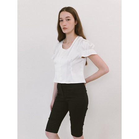 라미네즈 Satin Crop Blouse - Ivory