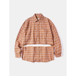 Detachable Crease Check Shirt S167 Persimmon Orange