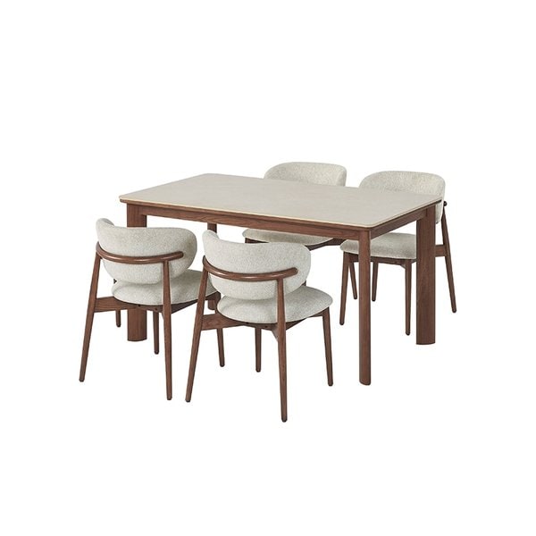 [S머니5%][비밀혜택가]포멜로 세라믹식탁 4인세트 140cm_체어4EA_브라운 (옵션 택1)