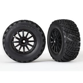 AX7473T Tires/wheels, assembled, glued black wheels,gravel pattern tires,foam inserts)(2)