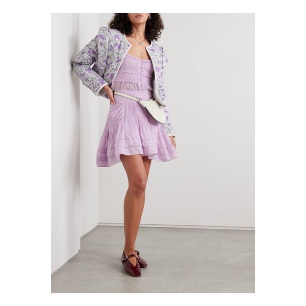 에뜨왈 줄리아니 크로셰 트리밍 핀턱 코튼 보일 미니 스커트 라일락 1647597343550435