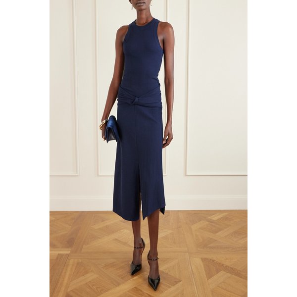 노티드 스트레치 코튼 크레폰 미디 스커트 46376663162953901