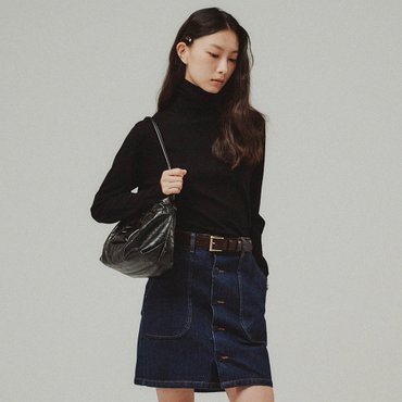 드메이커 Miel Long shoulder bag-croco black DF23FBMLS055