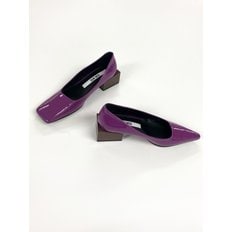 Tri-quare mid heel in Purple/Brown