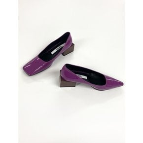 Tri-quare mid heel in Purple/Brown