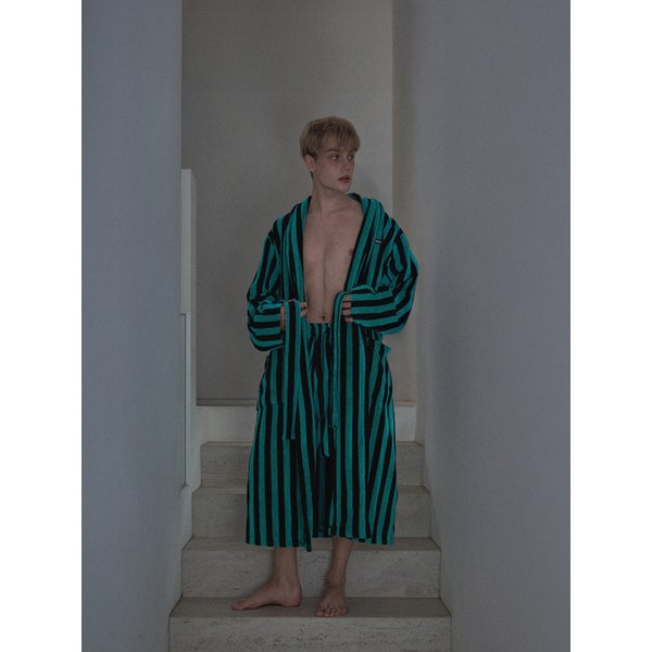 스트라이프 아쿠아마린 수피마 팬츠
