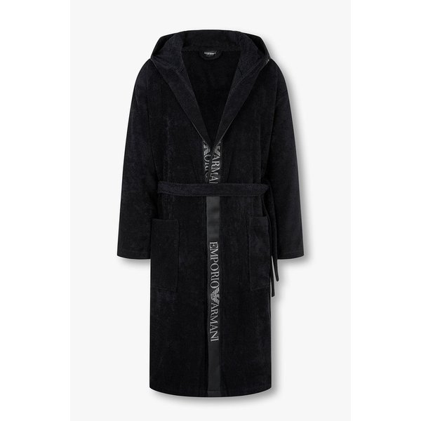 남성 로고 트림 후디드 타월링 가운 0815341002000