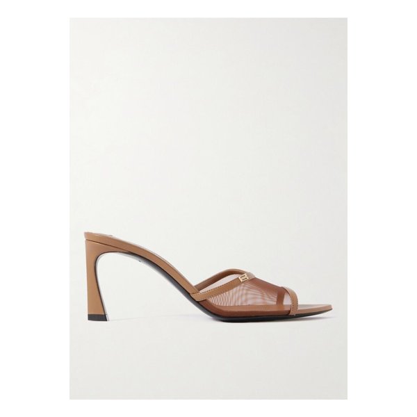 장식 가죽 트리밍 메시 뮬 탠 브라운 46376663162831006