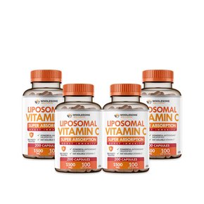 Wholesome Liposomal Vitamin C 홀썸 리포소말 비타민C 1500mg 비건 200정 4개