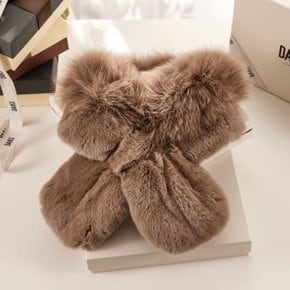 DBMU4F742W3[DAKS MUFFLER][DAKS FUR]여성 브라운 와이드 폭스퍼 머플러