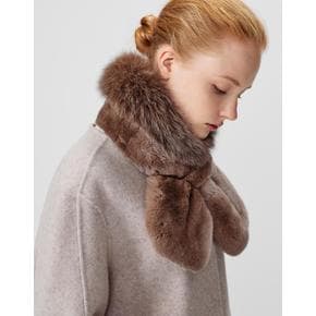 DBMU4F742W3[DAKS MUFFLER][DAKS FUR]여성 브라운 와이드 폭스퍼 머플러