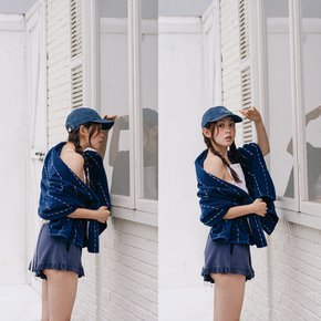 [무케] 디어리얼_데님스티치 바스 비치타올 (2colors) 여름 바캉스 물놀이 바스타월 해외여행