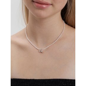 [silver925] petit ribbon pearl necklace(2color)