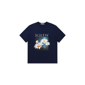 Flower Graphic Short Sleeve T-shirt_Navy