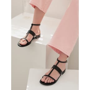 MD1099s Strap Detail Flat Sandals-Black