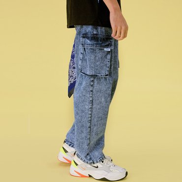 로라로라 [RLOL] (PT-20108) RLOL CARGO DENIM PANTS BLUE