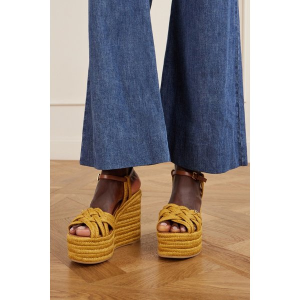 120 로고 장식 라피아 에스파드리유 웨지 샌들 46376663162985230