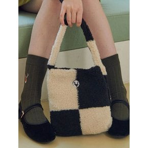 Checkerboard fur bag_ black